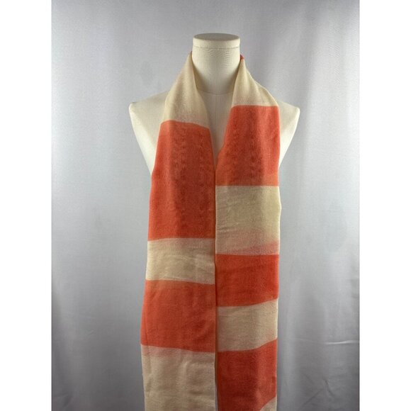 Striped Coral & Cream Scarf - Picture 1 of 6